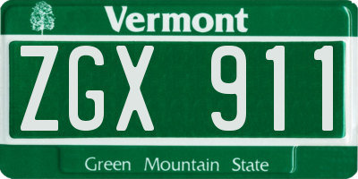 VT license plate ZGX911
