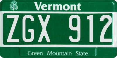 VT license plate ZGX912