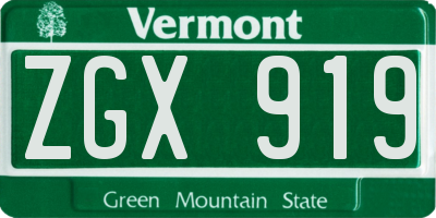VT license plate ZGX919