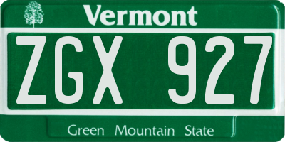 VT license plate ZGX927