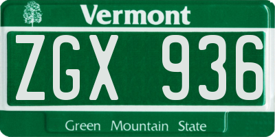 VT license plate ZGX936