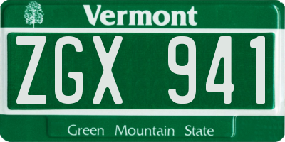 VT license plate ZGX941