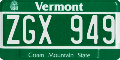 VT license plate ZGX949