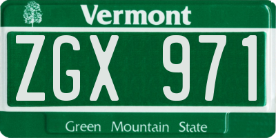 VT license plate ZGX971