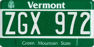 VT license plate ZGX972