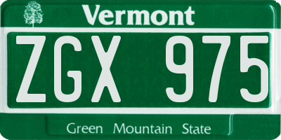 VT license plate ZGX975