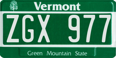 VT license plate ZGX977