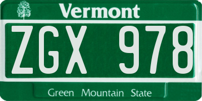 VT license plate ZGX978