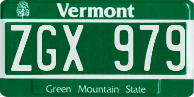 VT license plate ZGX979