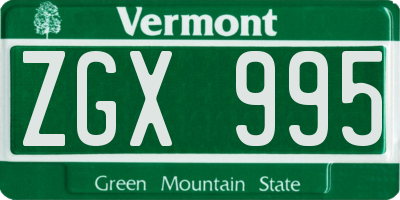 VT license plate ZGX995