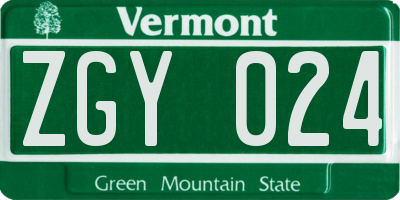 VT license plate ZGY024
