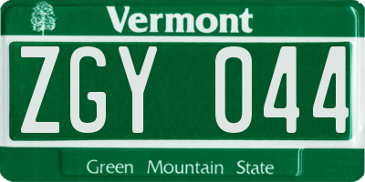 VT license plate ZGY044