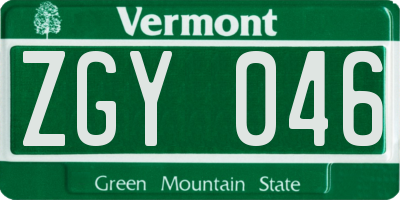 VT license plate ZGY046