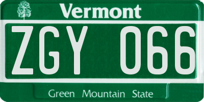 VT license plate ZGY066