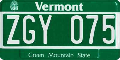 VT license plate ZGY075