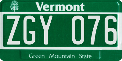 VT license plate ZGY076