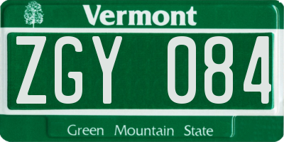 VT license plate ZGY084