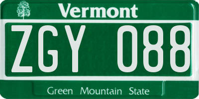 VT license plate ZGY088