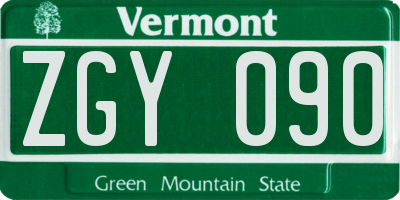VT license plate ZGY090