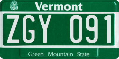 VT license plate ZGY091
