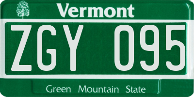 VT license plate ZGY095