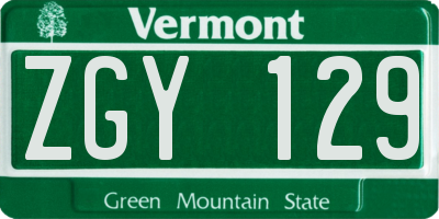 VT license plate ZGY129