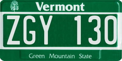 VT license plate ZGY130