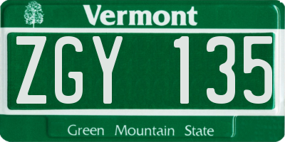 VT license plate ZGY135