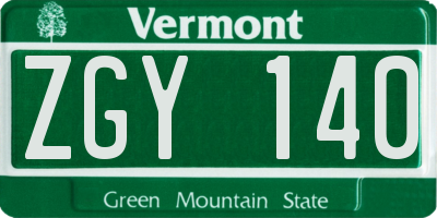 VT license plate ZGY140