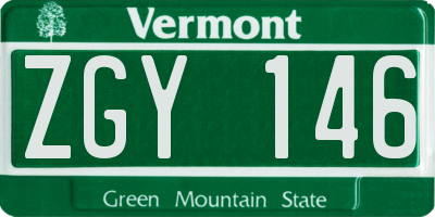VT license plate ZGY146