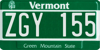 VT license plate ZGY155