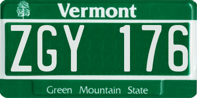 VT license plate ZGY176