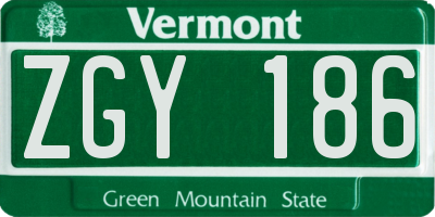 VT license plate ZGY186