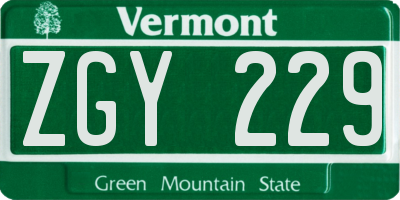 VT license plate ZGY229