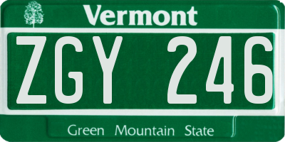 VT license plate ZGY246