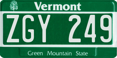 VT license plate ZGY249