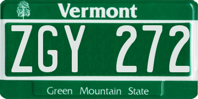 VT license plate ZGY272