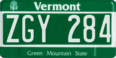 VT license plate ZGY284
