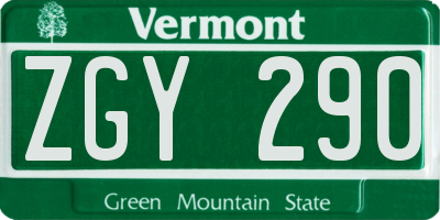 VT license plate ZGY290