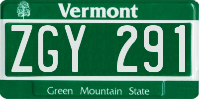 VT license plate ZGY291