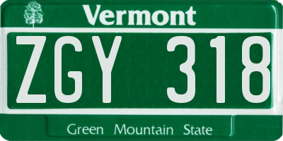 VT license plate ZGY318