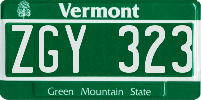 VT license plate ZGY323