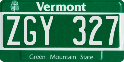 VT license plate ZGY327