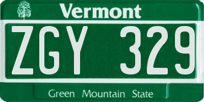 VT license plate ZGY329