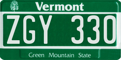 VT license plate ZGY330