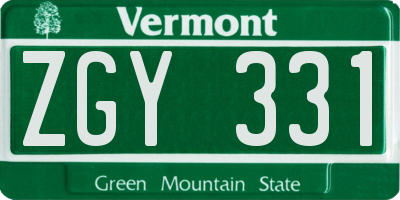 VT license plate ZGY331