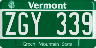 VT license plate ZGY339