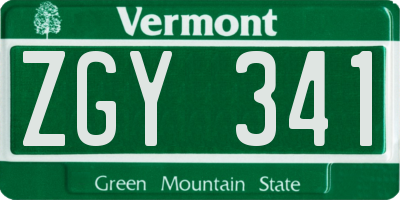 VT license plate ZGY341