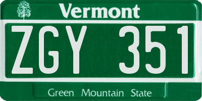 VT license plate ZGY351