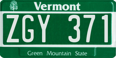 VT license plate ZGY371